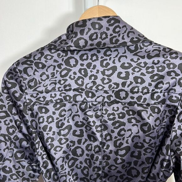 LUII Women’s Animal Print/Cheetah Trench Coat Gray/Black Size Small - Picture 9 of 13